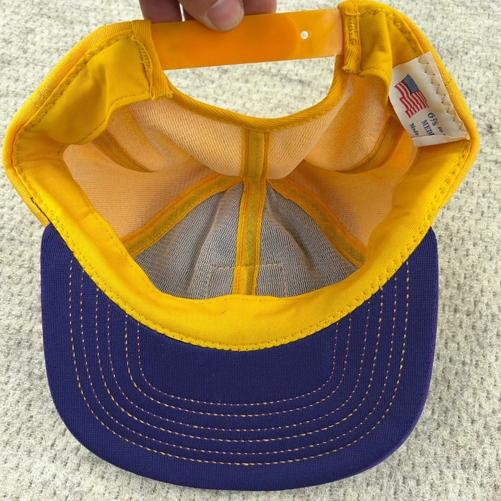 Vintage MV Seeds Trucker Hat Cap Made‎ USA 80s Farm Purple Yellow Patch Snapback